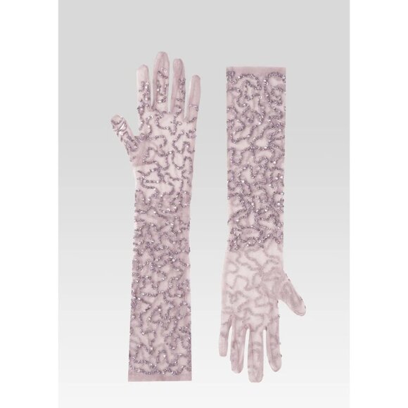 retrofete Poppy Gloves in Mink Grey One Size New Womens Sequin Elbow - Picture 7 of 7